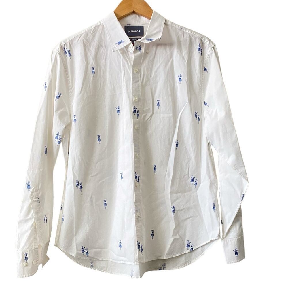 Bonobos white and blue button down shirt size L